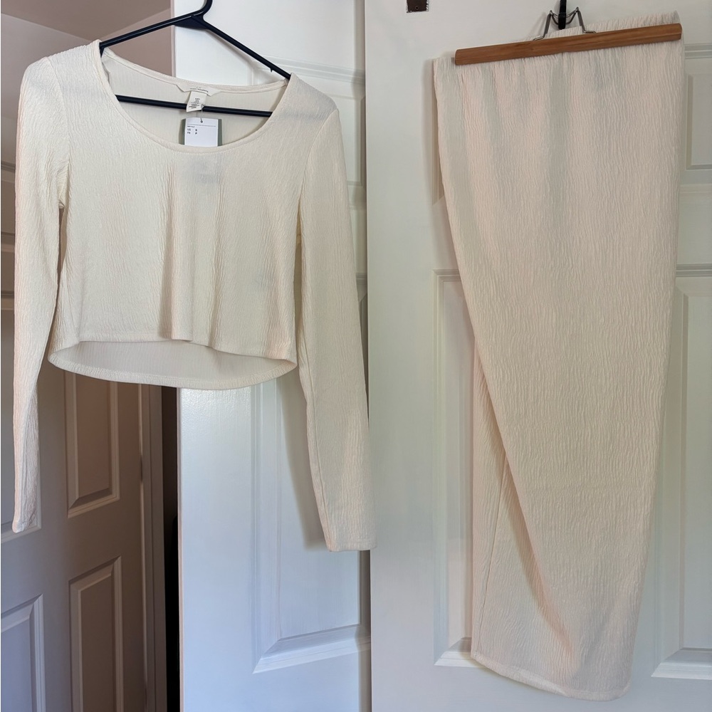 H&M Cream Midi Pencil Dress Set for Casual Resort Wear